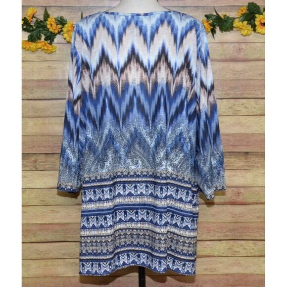 Catherines Womens Blue Embroidered Beaded Blouse Tunic Top Plus Size 1X 18 20W - Picture 8 of 13